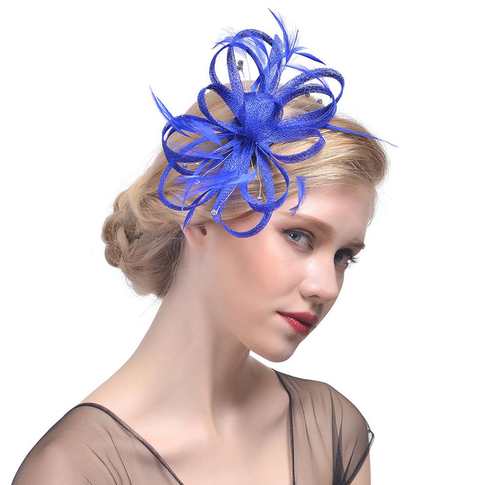Women//Girls Navy Flower feather Fascinator On Comb Hairpiece Wedding Proms Party