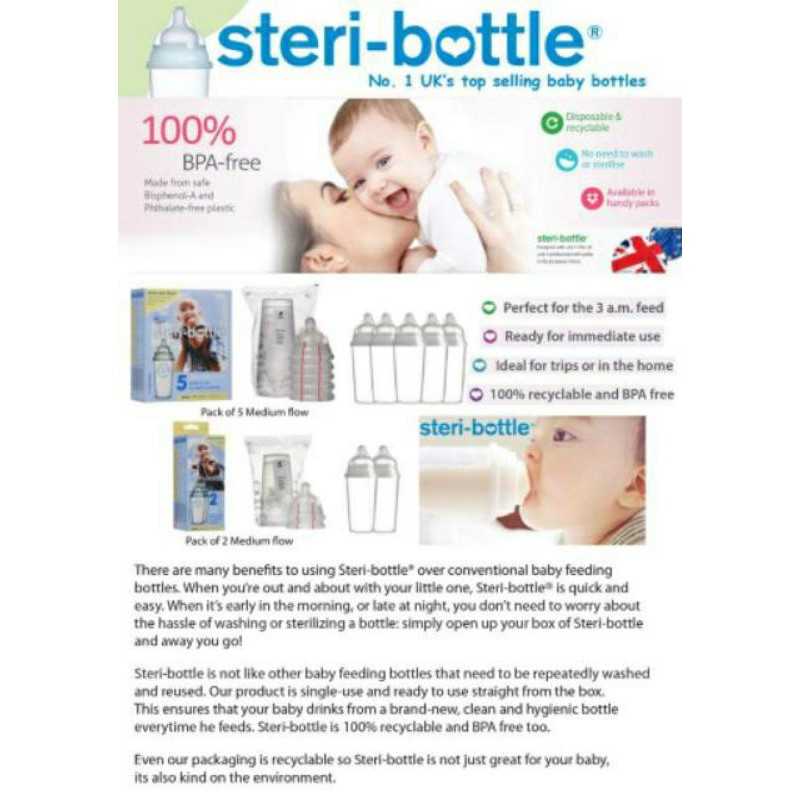 Steri Bottle Milk Bottle Traveling Disposable Bottle 250ml Disposable ...