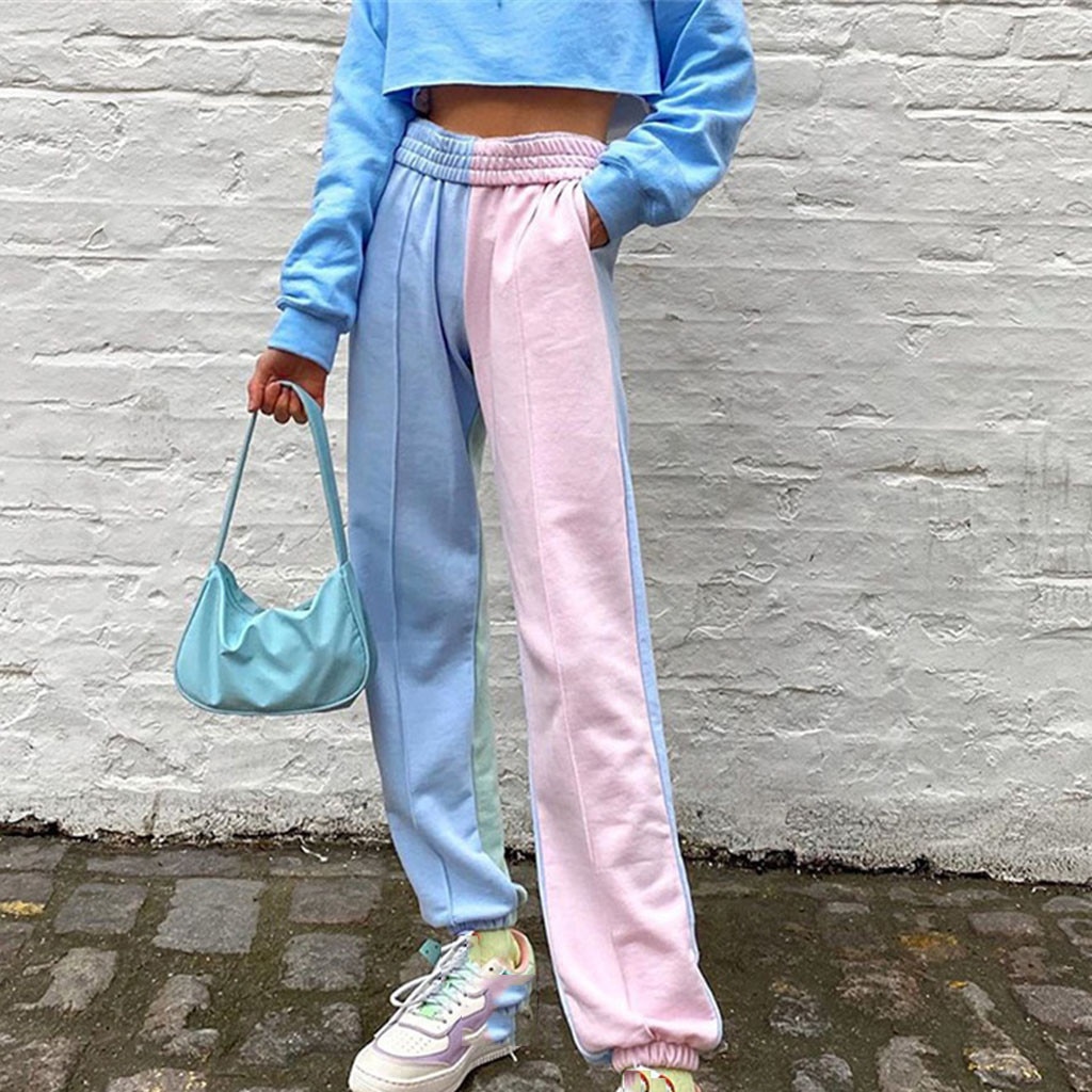 blue and pink pants