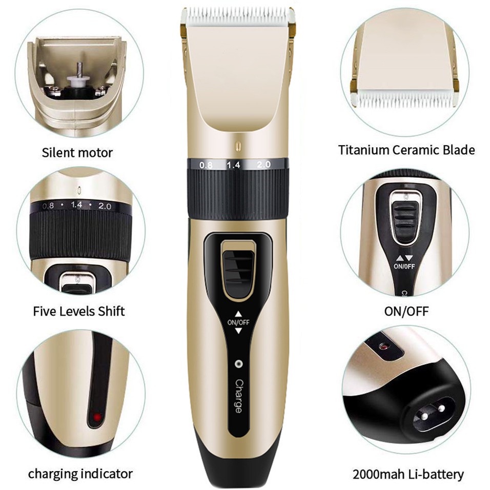 （Hot）Sunwell Professional Pet Hair Clipper Razor for Dogs Cat Shaver USB Rechargeable Low Noise Elec #7