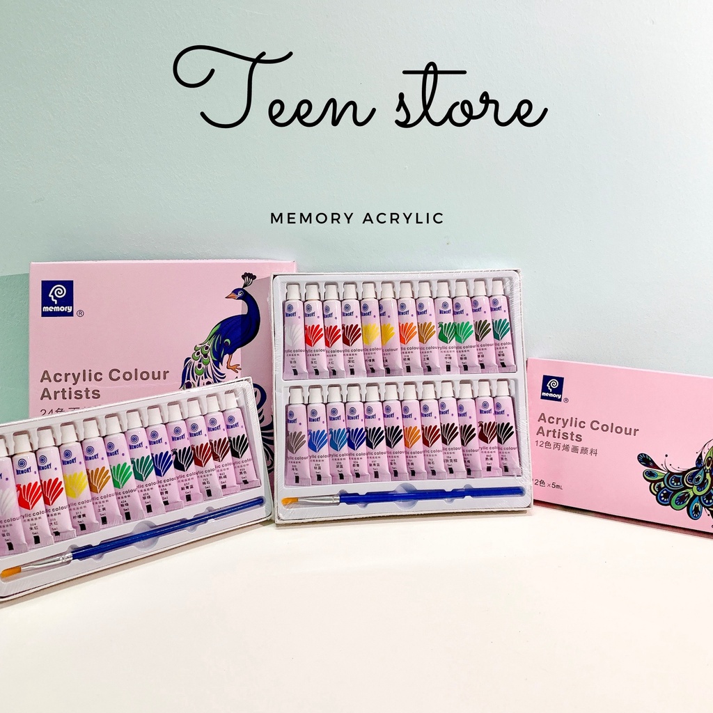 Professional Acrylic Color Memory - 5ml / Tube - Fabric Drawing / Clothing Drawing / Shoe Painting (All Materials) - 12 / 24 Colors