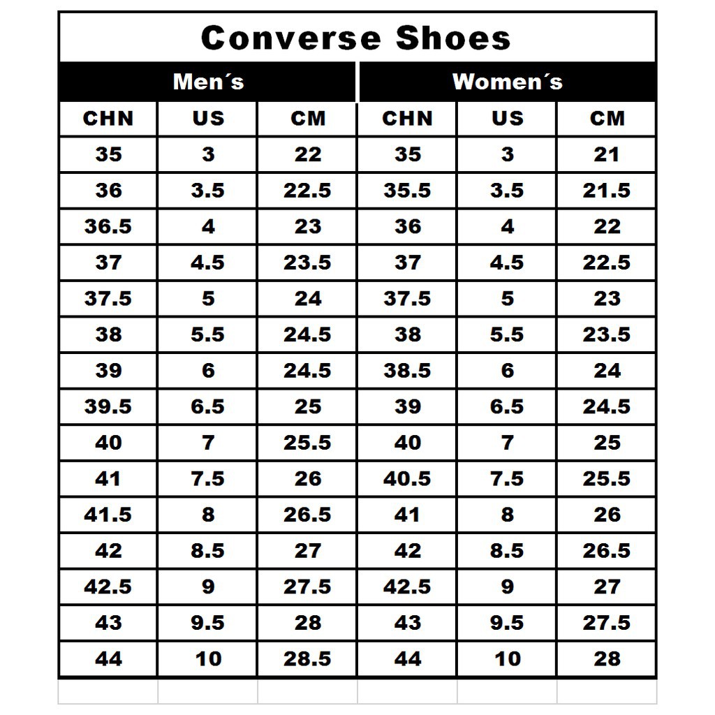 غرامي حزن الفساد converse 70 size chart 