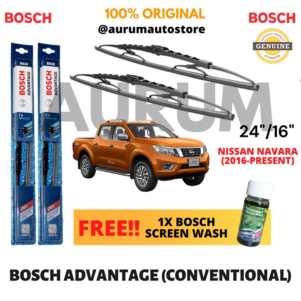 Bosch Advantage Wiper Blade set for Nissan Navara 2015Present (24/16