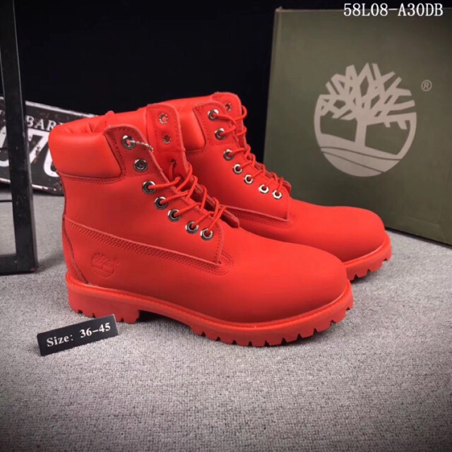 red high top timberland boots