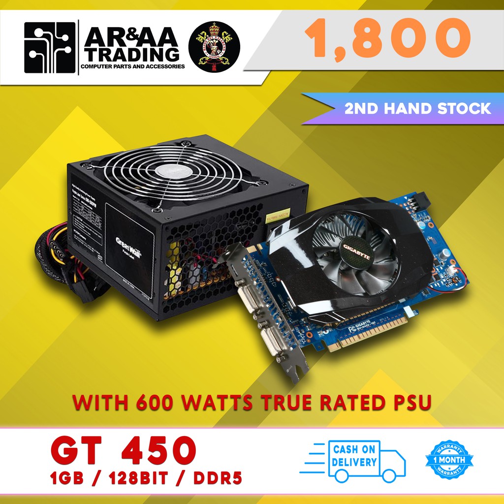 Video Card 1gb 128bit Gts 450 Ddr3 With 600watts Psu Shopee Philippines