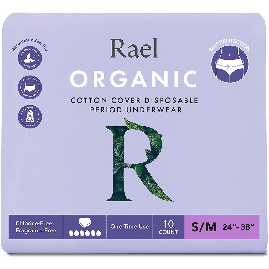 Rael Organic Cover Overnight Underwear Panty Style, Unscented