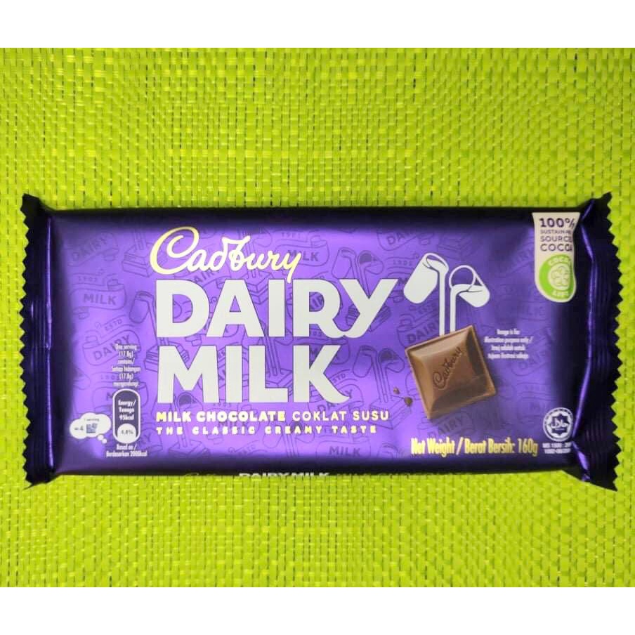 CADBURY Dairy Milk Chocolate Bar Net Wt. 160g | Shopee Philippines