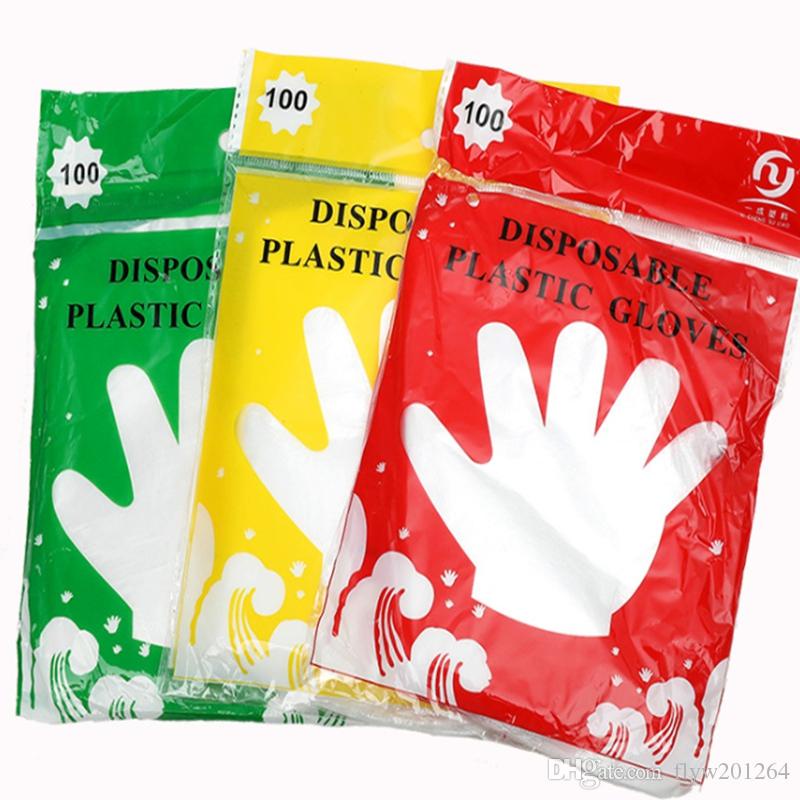 Disposable Plastic Gloves 100 pcs. One off Plastic Gloves for hand