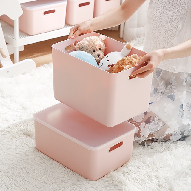 Livingplus Cleo Minimalistic Pink Storage Bins with Lid Shopee