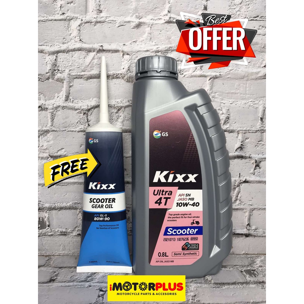 KIXX SCOOTER 10W40 SEMI SYNTHETIC 800ML with FREE GEAR OIL 80W90