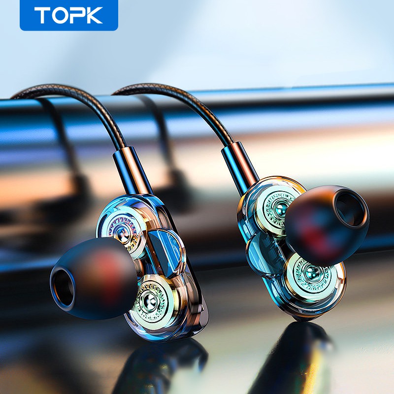 TOPK F21 Stereo 3D Surround Headphones Wired Earphone 3.5mm Volume