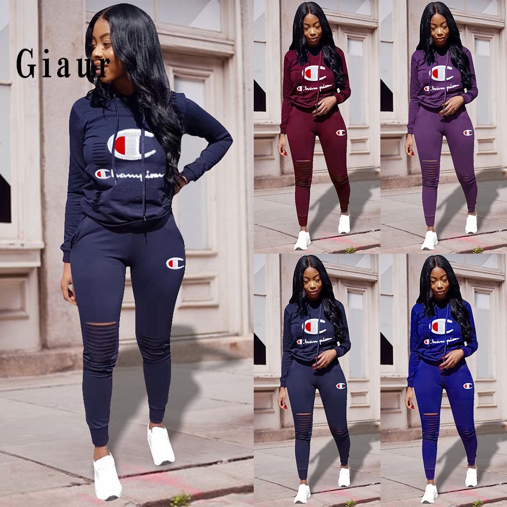 champion letter print tracksuit