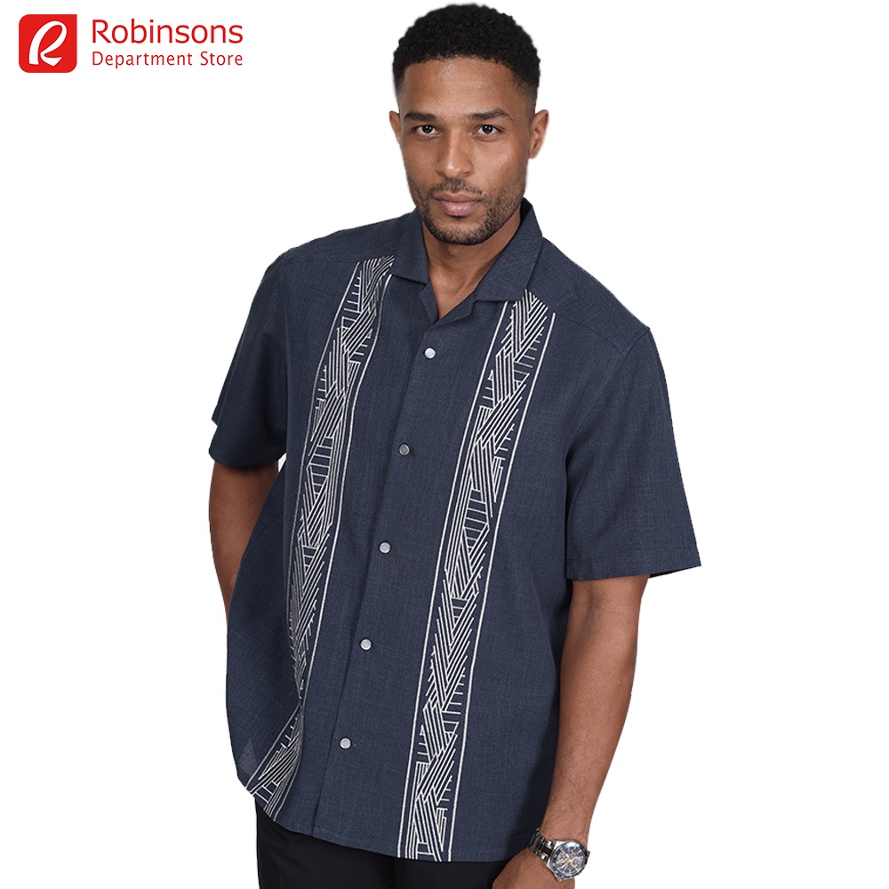 Executive x Hovermen Men's Cuban Barong with Emroidery (Navy Blue ...