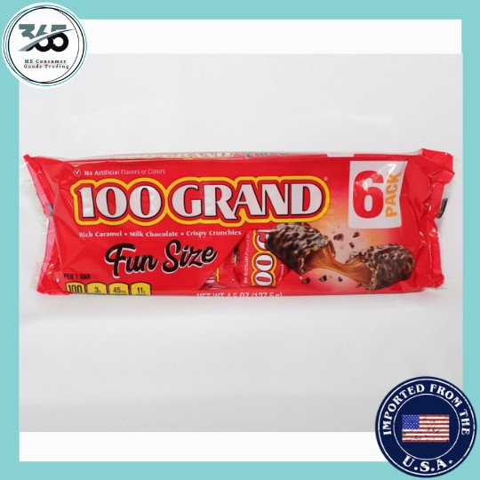 100 Grand Caramel Milk Chocolate Candy Bars Fun Size Ct