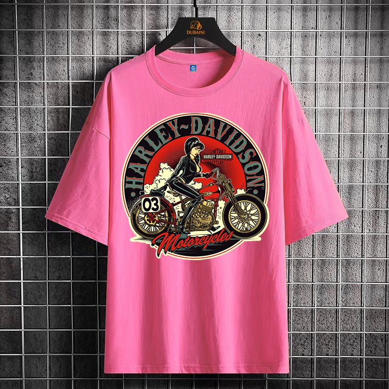 Mashoo korean fashion Round neck Tees Harley-Davidson & Motorcycles Character Girl Graphic Printed t-shirt   tshirt for men women vintage clothes Streetwear tops clothing t shirt