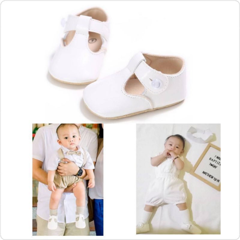 baby girl white t bar shoes