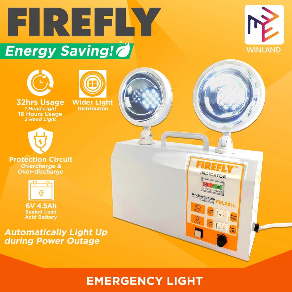 FIREFLY by Winland Quick Response Twinhead Rechargeable Emergency Lamp