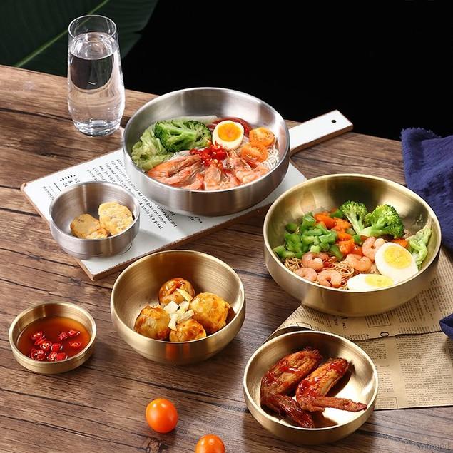 304 Stainless Steel Korean Bowl Snack Bowl Rice Bowl Double Kid's Bowl