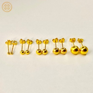 COD Pawnable 18k Saudi Gold WHOLE BALL Stud Earrings