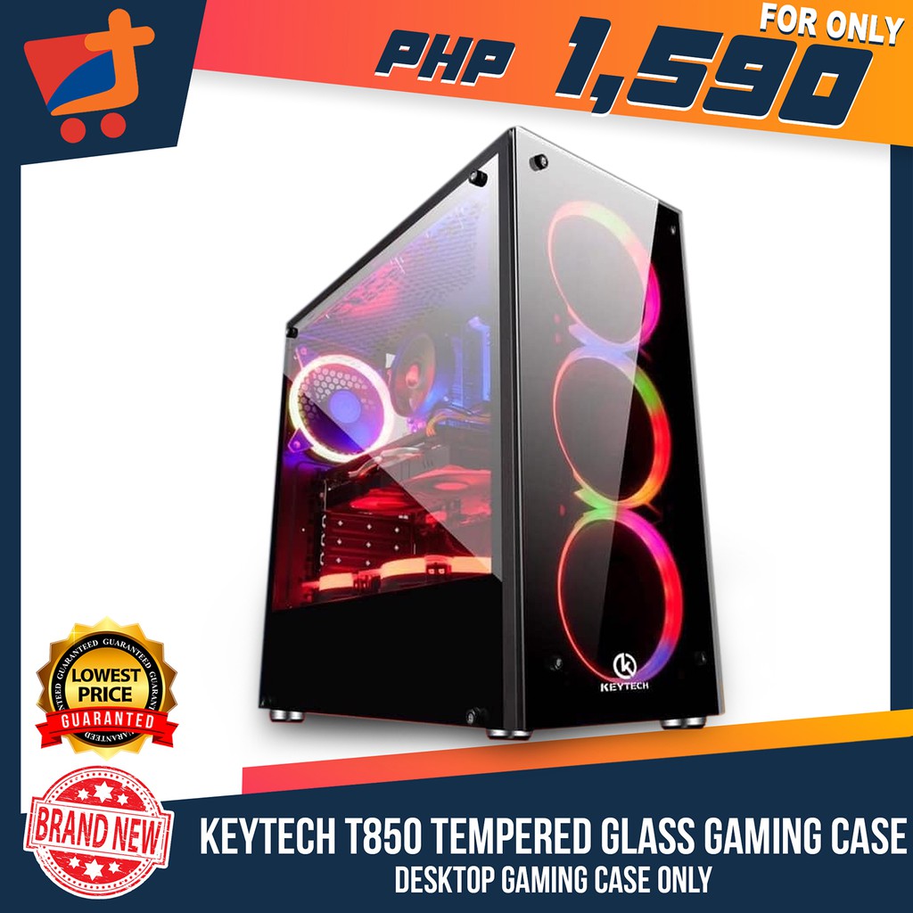 KEYTECH T850 DESKTOP TEMPERED GLASS GAMING PC CASE Fit for ATX, Micro ...