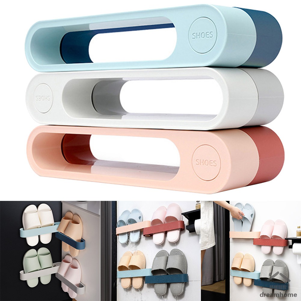 Rotation Wall Mount Shoes Rack Slipper Shelf Storage Organizer