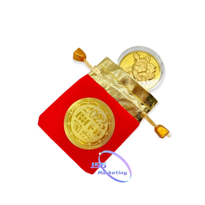 JSG 2023 Wealth Metal Rabbit Lucky Coin Gold Foil New Year Gift Free Lucky Bag perfect for gift