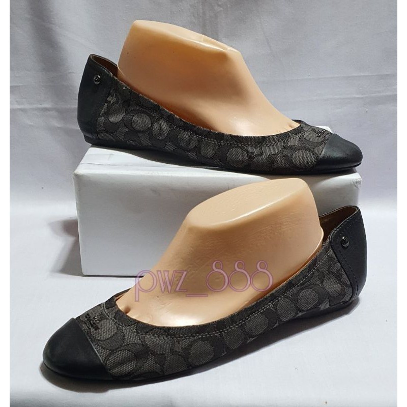 COACH Chelsea Black Monogram Ballet Flats Shoes Size 40 | Shopee Philippines