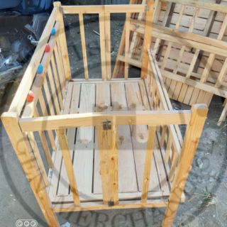 WOODEN BABY CRIB - DROPSIDE w/ BALLS DESIGNS | Shopee 