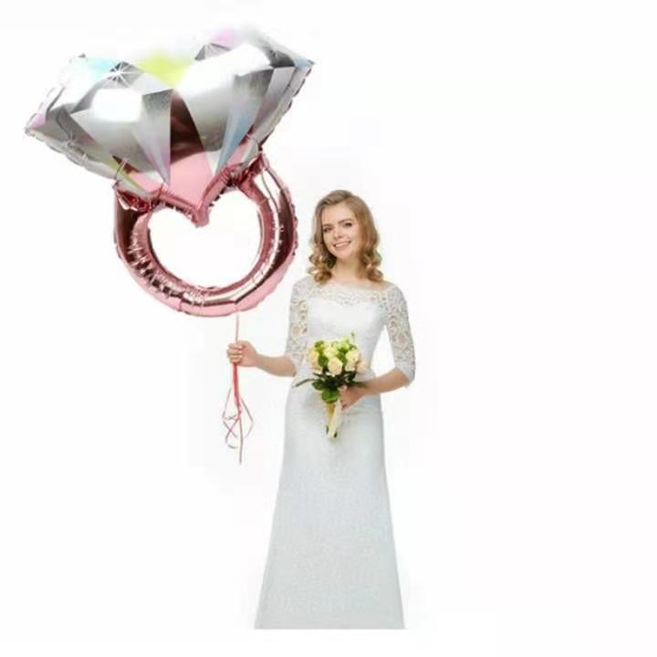 26 inches Wedding love theme 3D Blink Diamond Ring Gold and Rose Gold modeling aluminum foil balloon