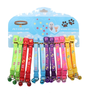 1.0 patch bell collar pet dog footprint collar six-color reflective fashion pet bell collar #9