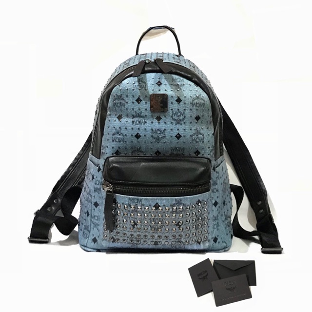 mcm backpack blue and black