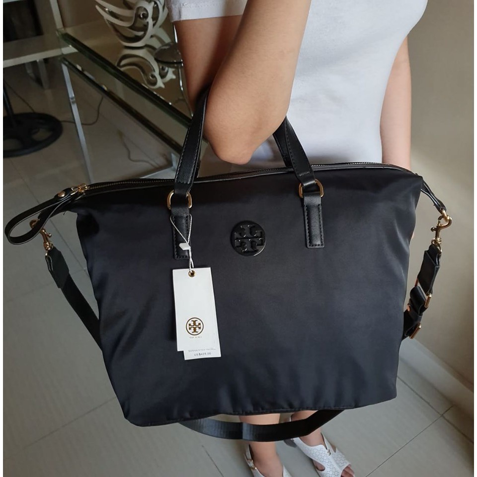 Tory Burch Black Tilda Nylon Slouchy Satchel | Shopee Philippines