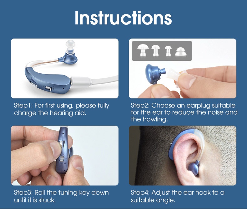 BRITZGO Hearing Aid Hearing Amplifier Noise Reduction 2 Channels ...