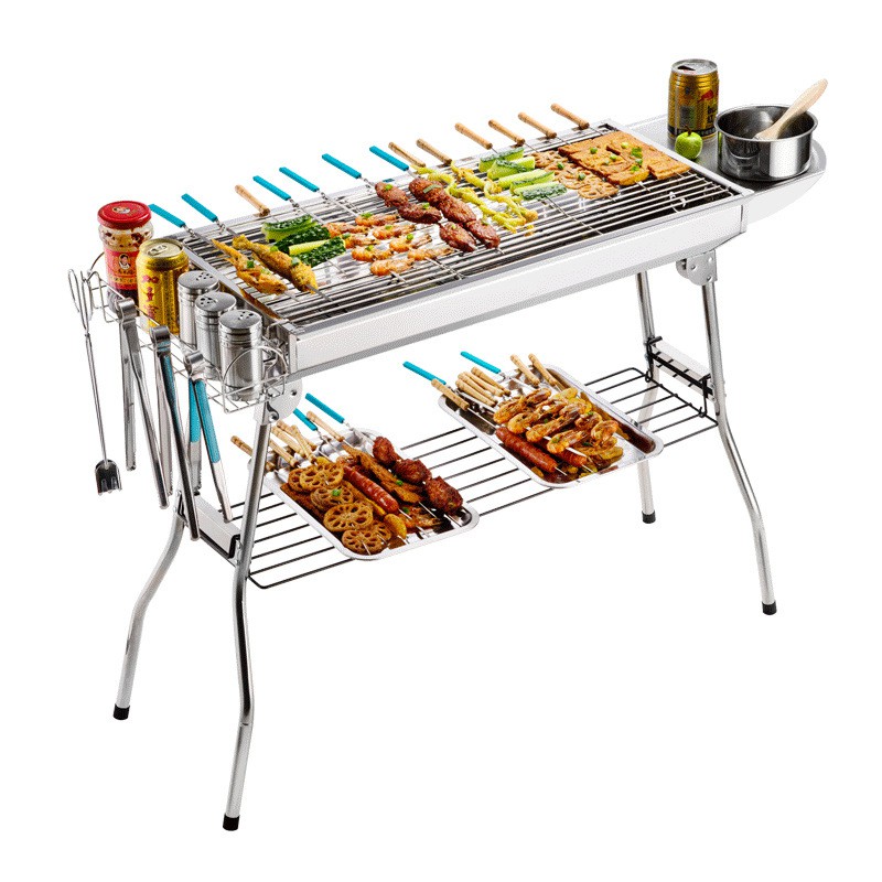 Stainless Steel Portable Travel Folding Tall Barbecue BBQ Charcoal