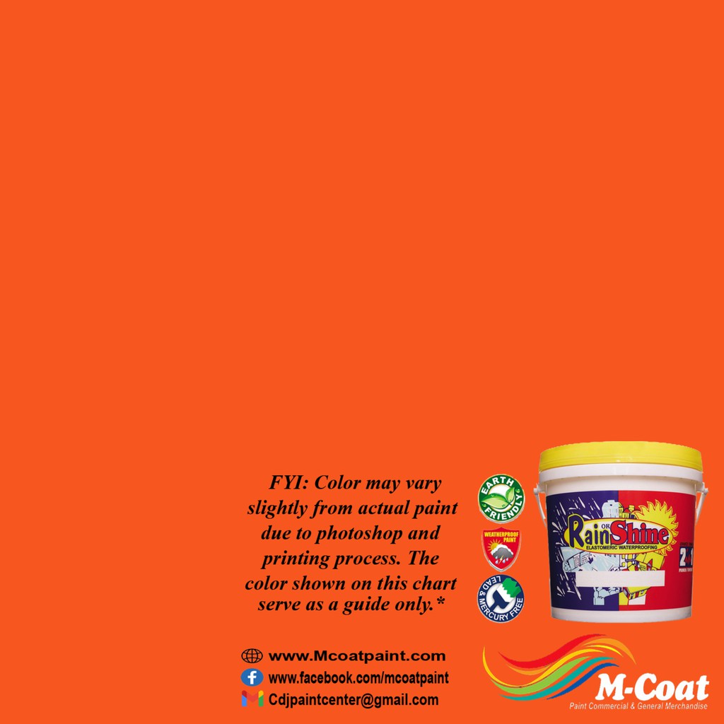 Rain Or Shine Elastomeric Paint True Orange Shopee Philippines