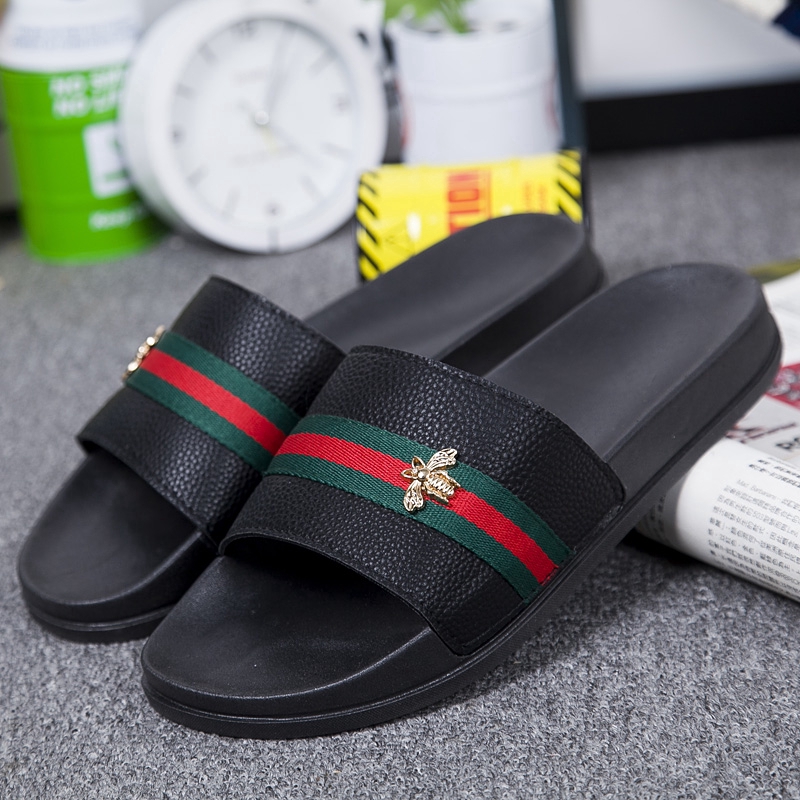 gucci flip flops with bee