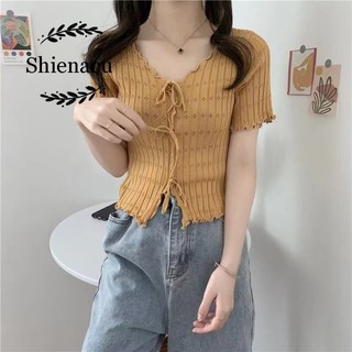 Crop Top Women Knitted Korean fashion Tops ootd | Shopee Philippines