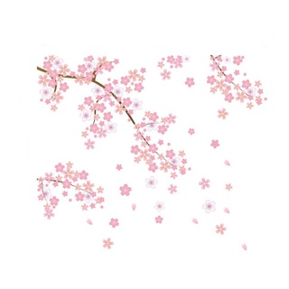 2 Pcs Pink Cherry Blossom Wall Stickers / Beautiful Flower Tree Branch Art Decals DIY Sofa Background Room Decor #9