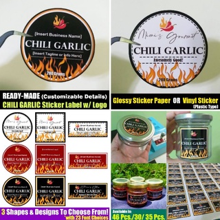 CHILI GARLIC Sticker Label w/ Logo (READY-MADE | Customizable Details) - 46 PCS /30/ 33 PCS.