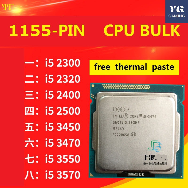 Intel I5 2300 23 2400 2500 3470 3570 3550 Cpu Bulk 1155 Pin Shopee Philippines