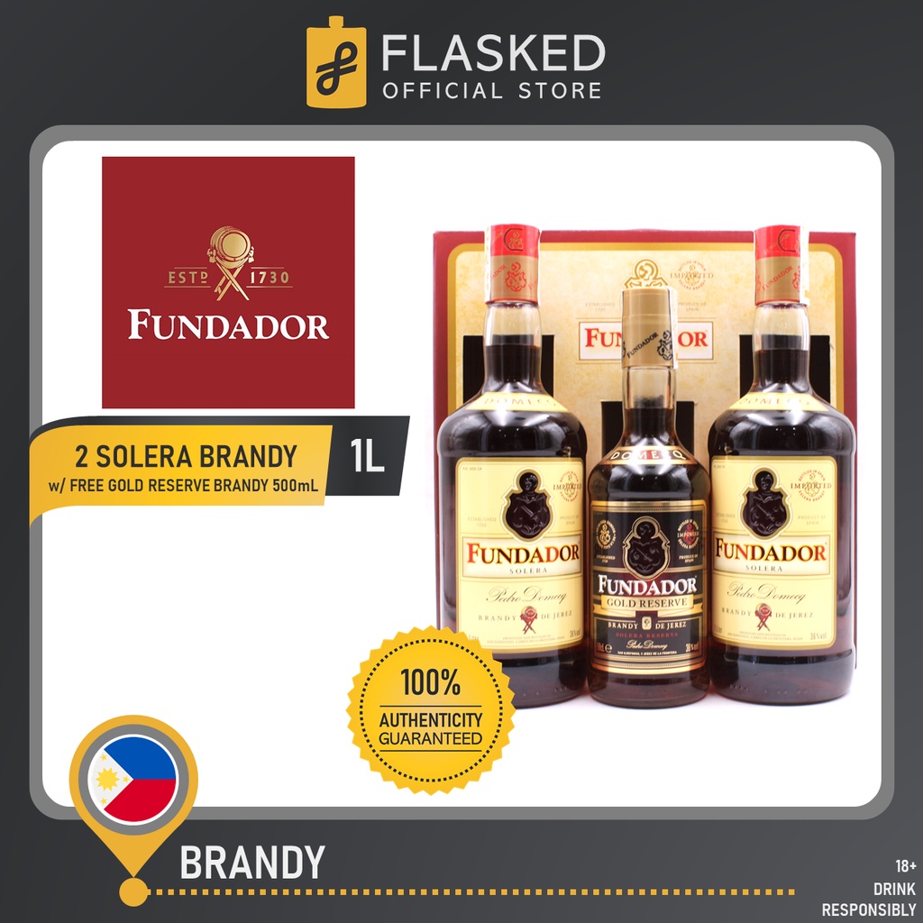 Fundador Solera Brandy 1L (2) + Free Fundador Gold Reserve Brandy 500mL