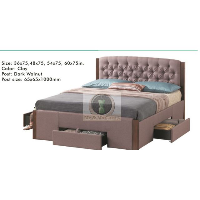Cod Padded Bed Frame With Drawers Shopee Philippines