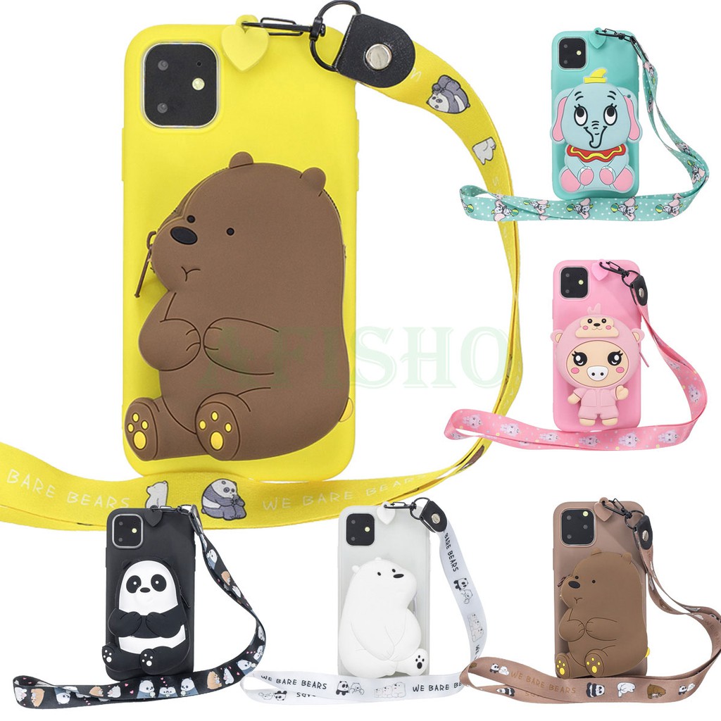 Iphone 12 11 Pro Max 3d Cartoon We Bare Bears Panda Zipper Wallet Phone Case Cute Casing Soft Silicone Cover Shopee Philippines