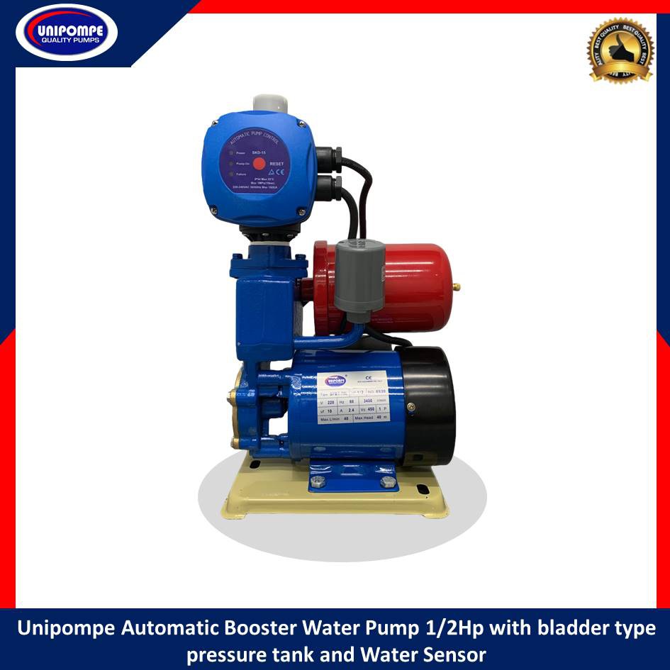 UNIPOMPE Automatic Booster Water Pump 1/2 HP with Bladder Type Pressure