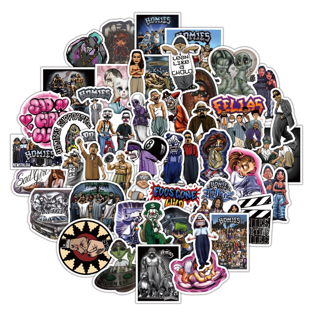 50PCS Cute Cartoon Homies Waterproof Stickers For Luggage Guitar Refrigerator Decal