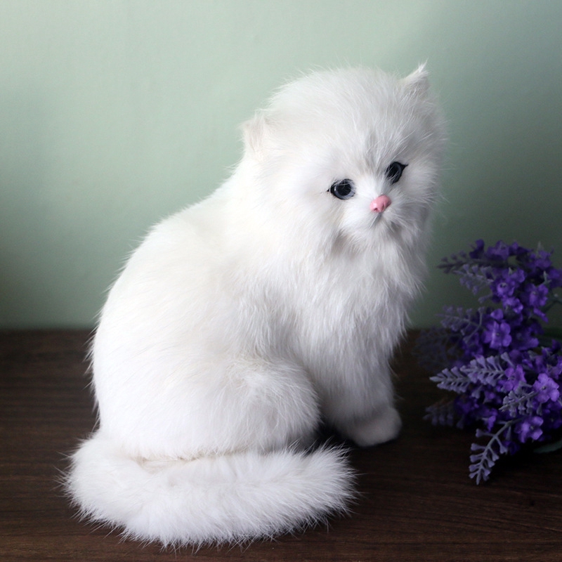 Realistic Cute Simulation Stuffed Plush White Persian Cats Toys 