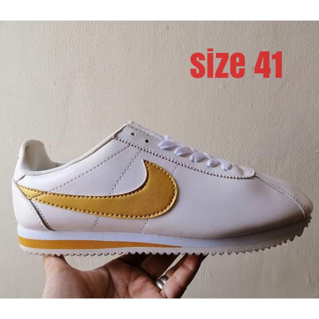 nike cortez white gold