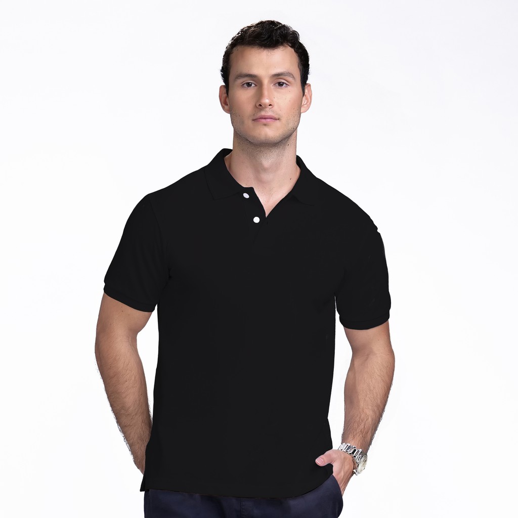 Cubic Men Basic Pique Black Plain Polo Shirt CBSM002H ( tshirts for