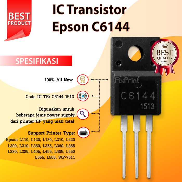 Black IC TR Transistor Code C6144 1513 for Epson Printer L110 L120 L130 ...