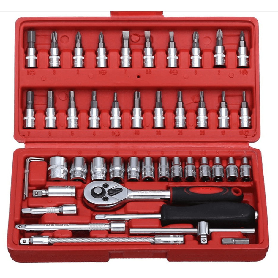 46pcs Hand Wrench Socket Set Accesories Car Motorcycle Multifunction